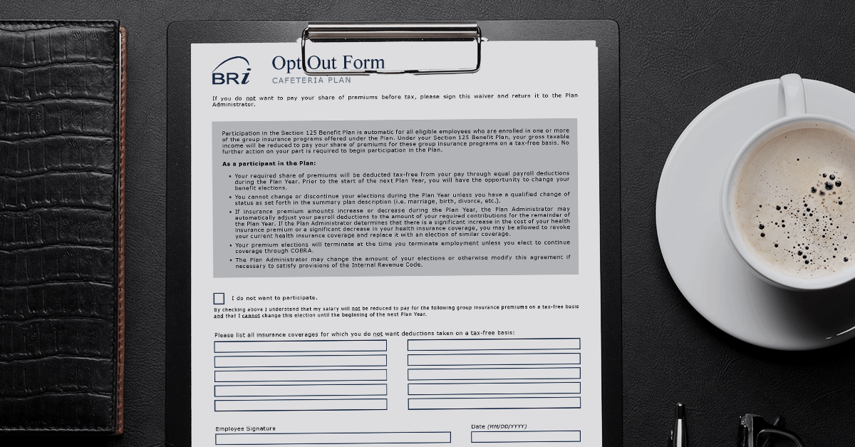 FSA/Cafeteria Plan Opt Out Form