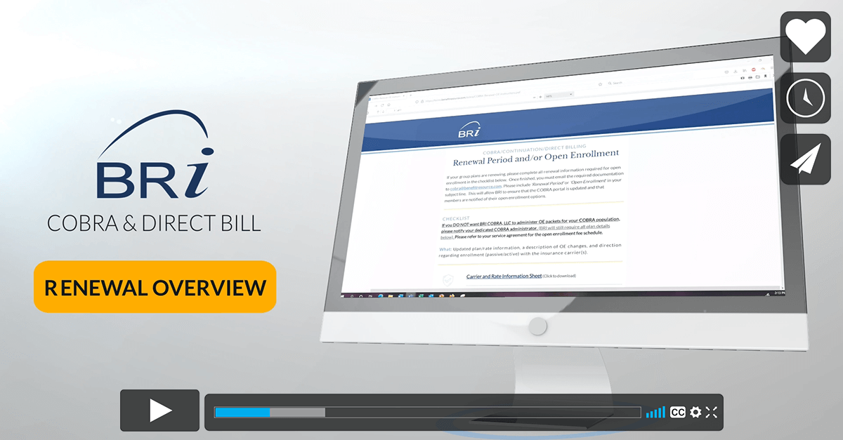 BRI COBRA/Direct Bill Renewal Overview